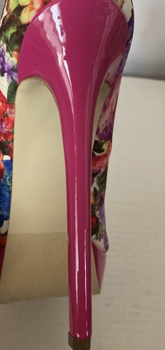 Madison By Shoe Dazzle Pink Floral Patent Leather Stiletto Heel SZ 7 - Picture 10 of 11