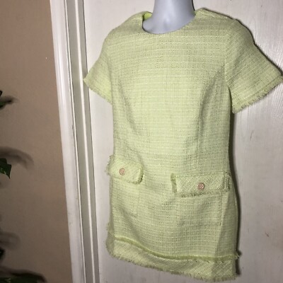 Endless Rose Signature Tweed Green Mini Dress Large SS Raw Edges Classic  Chic | eBay