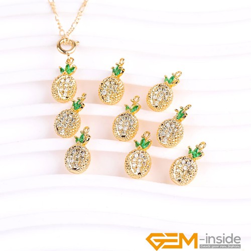 18K Gold Filled Assorted CZ Fruit Charm Pendant Bracelet Necklace Chain Jewelry - Foto 6 di 62