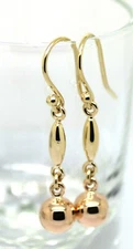 Kaedesigns New Genuine 9ct Yellow & Rose Gold 8mm Ball Long Drop Earrings