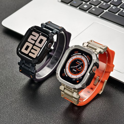 PC+TPU Case Cover For Apple Watch Ultra 2/1 49mm 98765 Metal+Silicone Band Strap - Picture 7 of 24