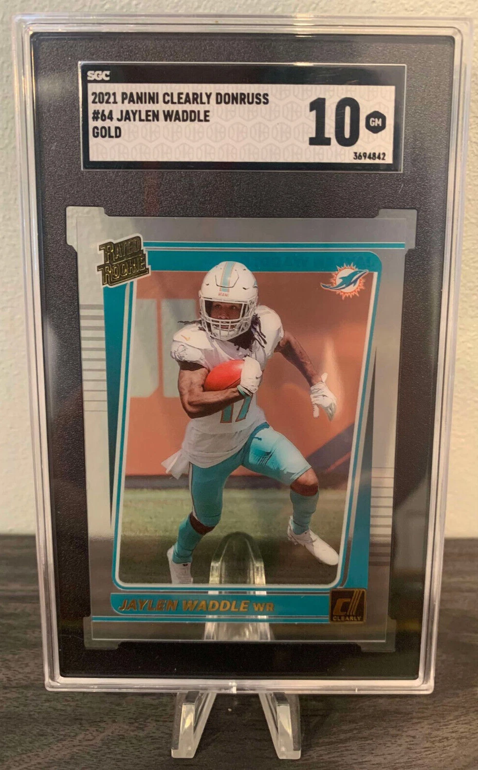 Jaylen Waddle Panini Clearly Donruss #64 Gold