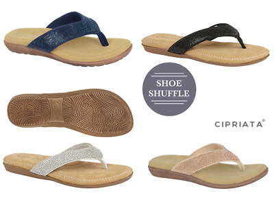 Cipriata L 672 ALCEE Diamante Sandale gepolsterte Komfort-Innensohle Zehensteg Flip-Flops