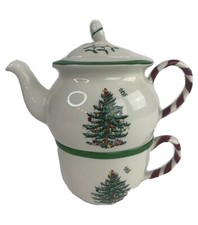 Spode Christmas Tree 3 Cup Peppermint Tea for One Tea Pot Set New No Box