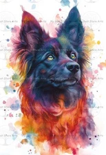 DOG ART PRINT, Rainbow Animal Pet Poster, Fantasy Puppy Abstract Home Decor