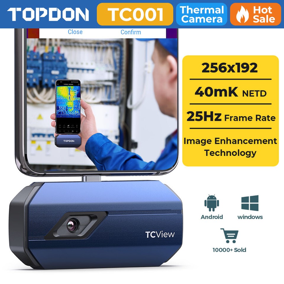 Termocamera TOPDON TC001 Plus Per Android - 256x192 IR, Doppia Lente, Per HVAC Ed Elettrico
