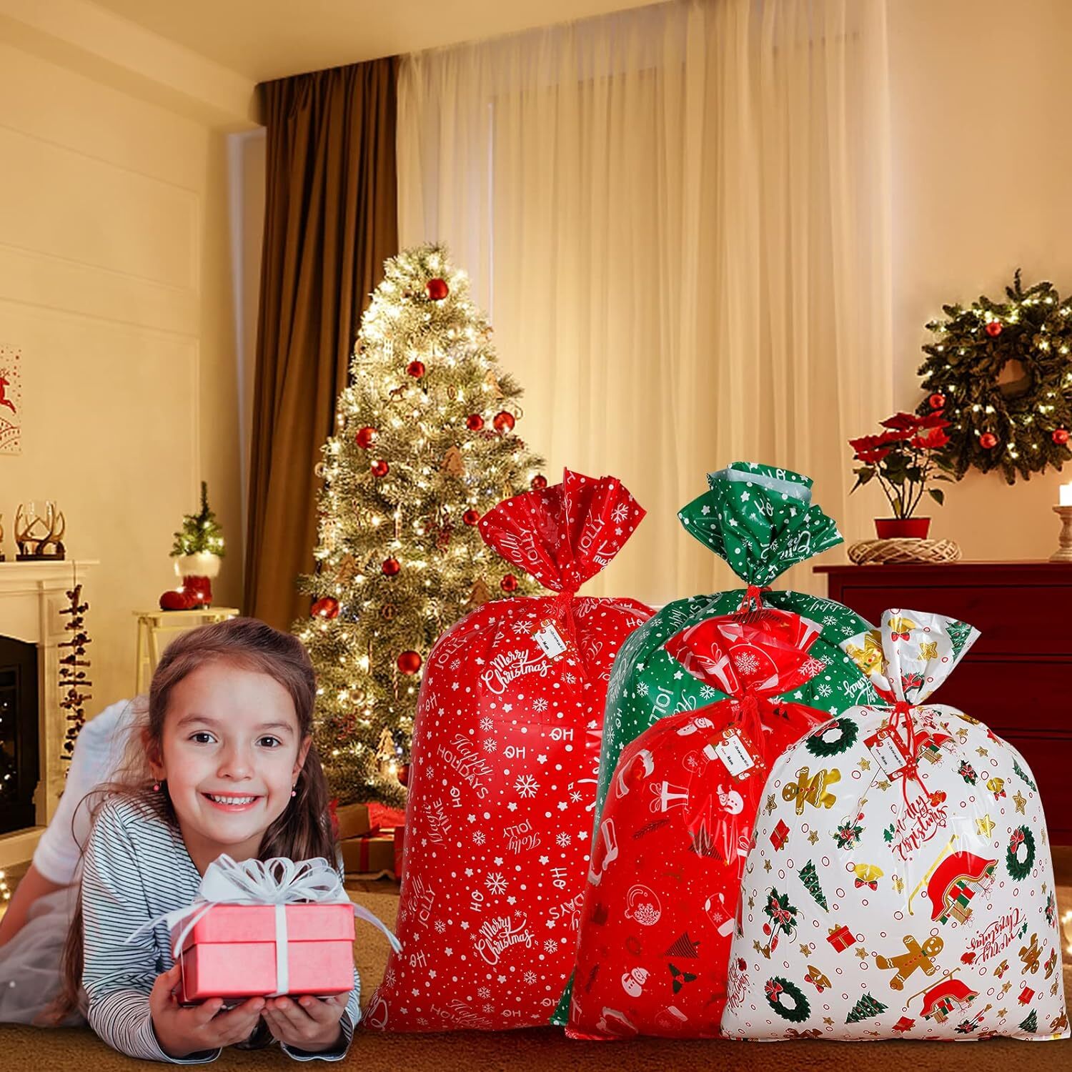 [SET OF 4] Jumbo Gift Bag With Cards And Tags Giant Bike Bag