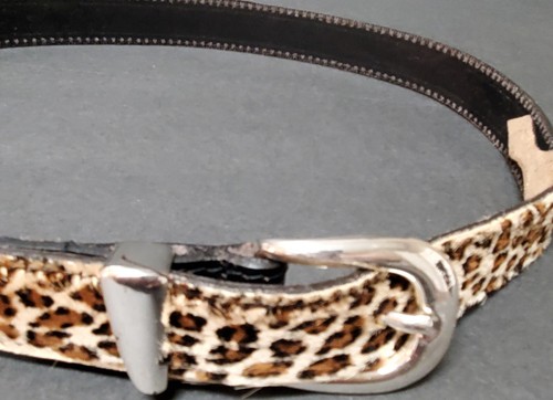 Cipriani Belt 8221 Imported English Saddle Black Leather WOM L Leopard Pony Hide - Picture 3 of 12