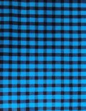 Poly Cotton Blue And Black Checkered Plaid Fabric tela algadon 50" W Sold BTY