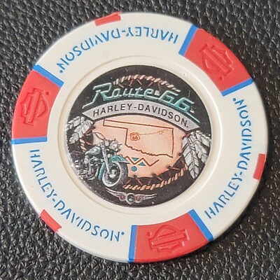 ROUTE 66 HD - OKLAHOMA (White/Red/Blue Full Color Design 2) Harley Poker Chip