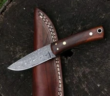Custom HandMade Forged Damascus Steel Skinning Hunting Knife Wood Handle 2900