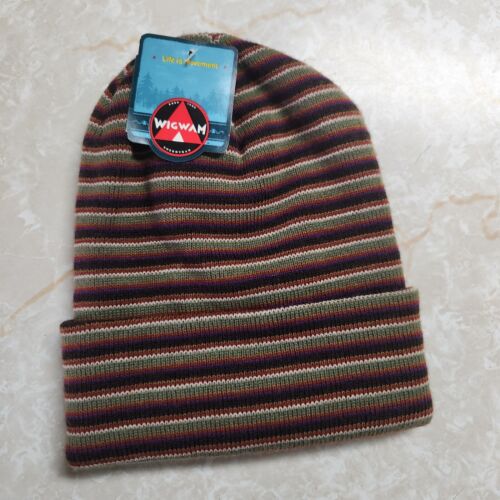 Wigwam Hat Beanie Cap Stripe Ski Snow Watchman Winter One Size Made In USA  - Picture 1 of 9