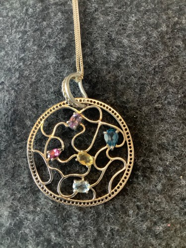 Journey Pendant 925. Real Silver w/ Chain. Multi Gemstones, 8.0g - Pre- loved. - Picture 7 of 8