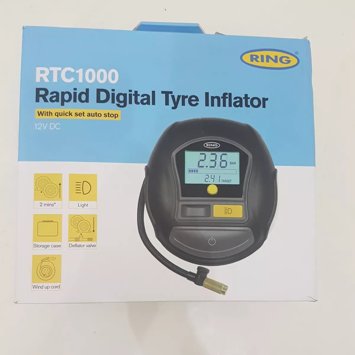 Ring RTC1000 12v Rapid Digital Tyre Inflator Air Compressor