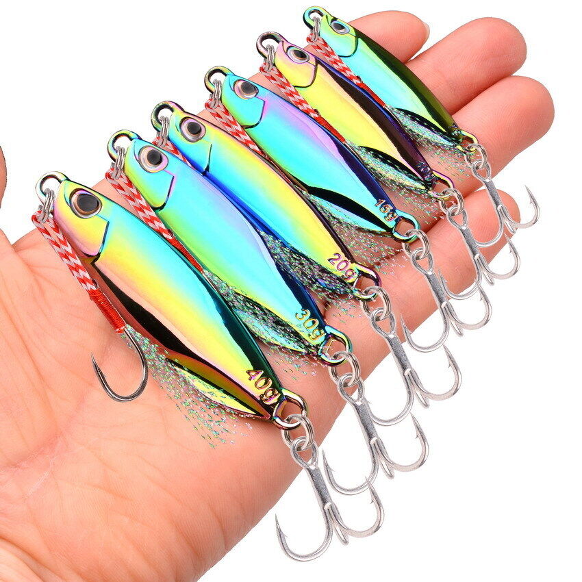 6PCS Spoon Metal Jigs Fishing Lures Electroplated 7-40g Mackerel