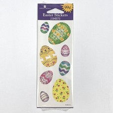 NEW American Greetings EASTER EGG Stickers 2 Sheets 16 Eggs