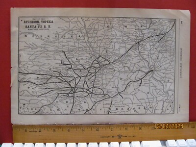 1890 ATCHISON TOPEKA & SANTA FE RAILROAD EASTERN SECT. ORIGINAL SYSTEM ROUTE MAP