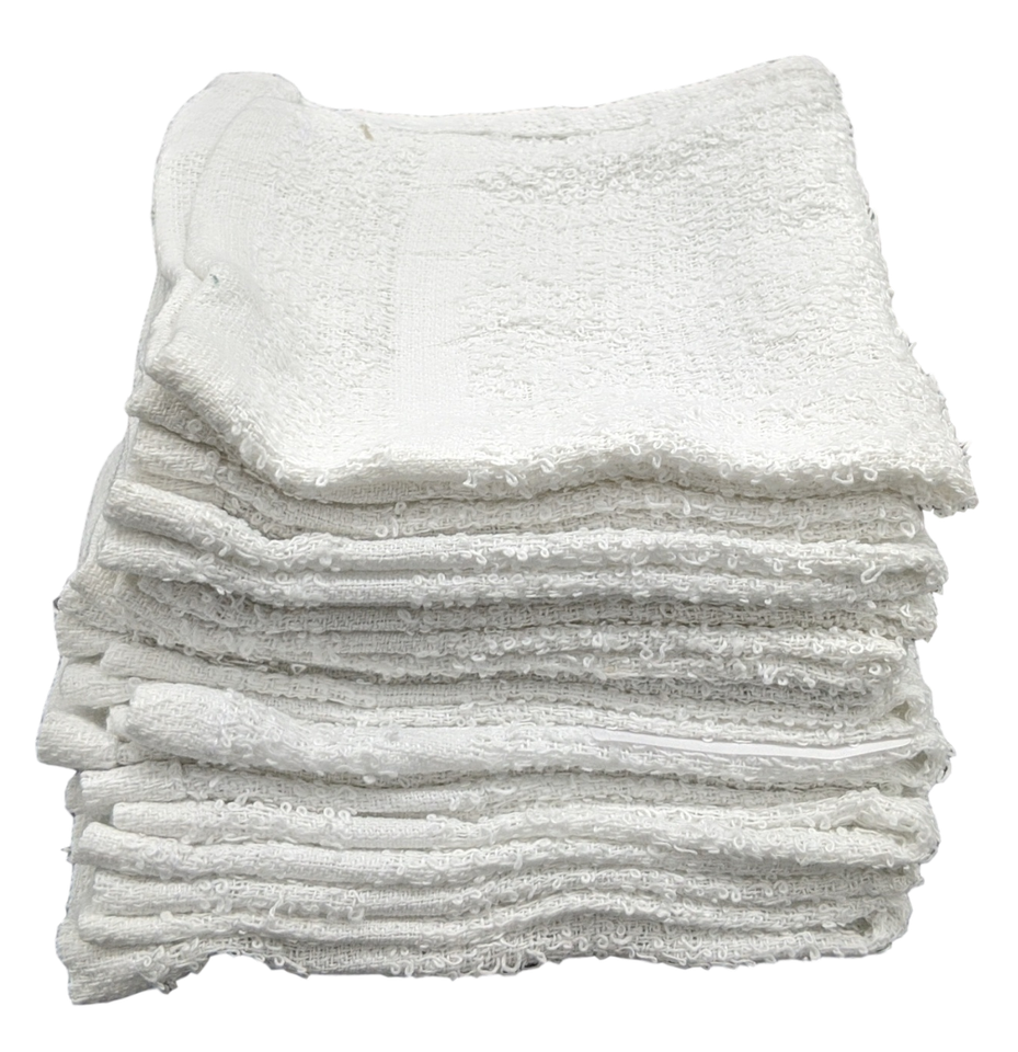 Lot De Lingettes/Lavettes Blanc 12x12 Pouces - Coton Épais - 1 Livre Par Douzaine