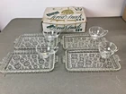 8 vtg Anchor Hocking Colonial Lady Circles Pattern Glass Serva-Snack Set w Box