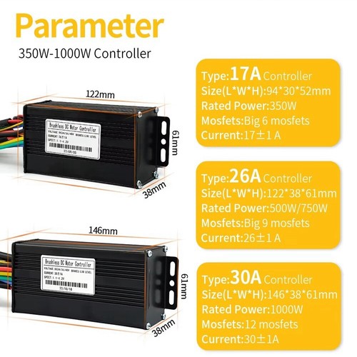 E-Bike 36/48V 17-30A Controller+Display&Light Brake PAS Set for 350W-1000W Motor - Picture 6 of 28