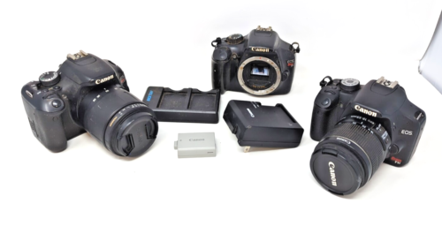 lot 3 Canon EOS Rebel T3i T3 T1i Digital SLR Camera Body *PARTS* Untested AS IS