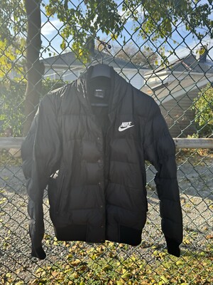Nike Puffer Jacket S Black Polyester Swash Logo Fill down Bombr