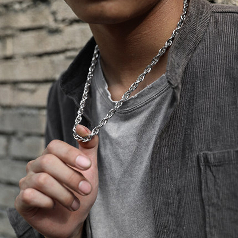 【Tuewid】BTS着用 Rope Silver Chain Necklace Qoo10] TUEWID [BTSジョングク着用]Rope Sil