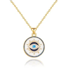 Evil Eye Gold Protection Necklace, Handmade Evil Eye Jewelry for Women, Ojo Turc