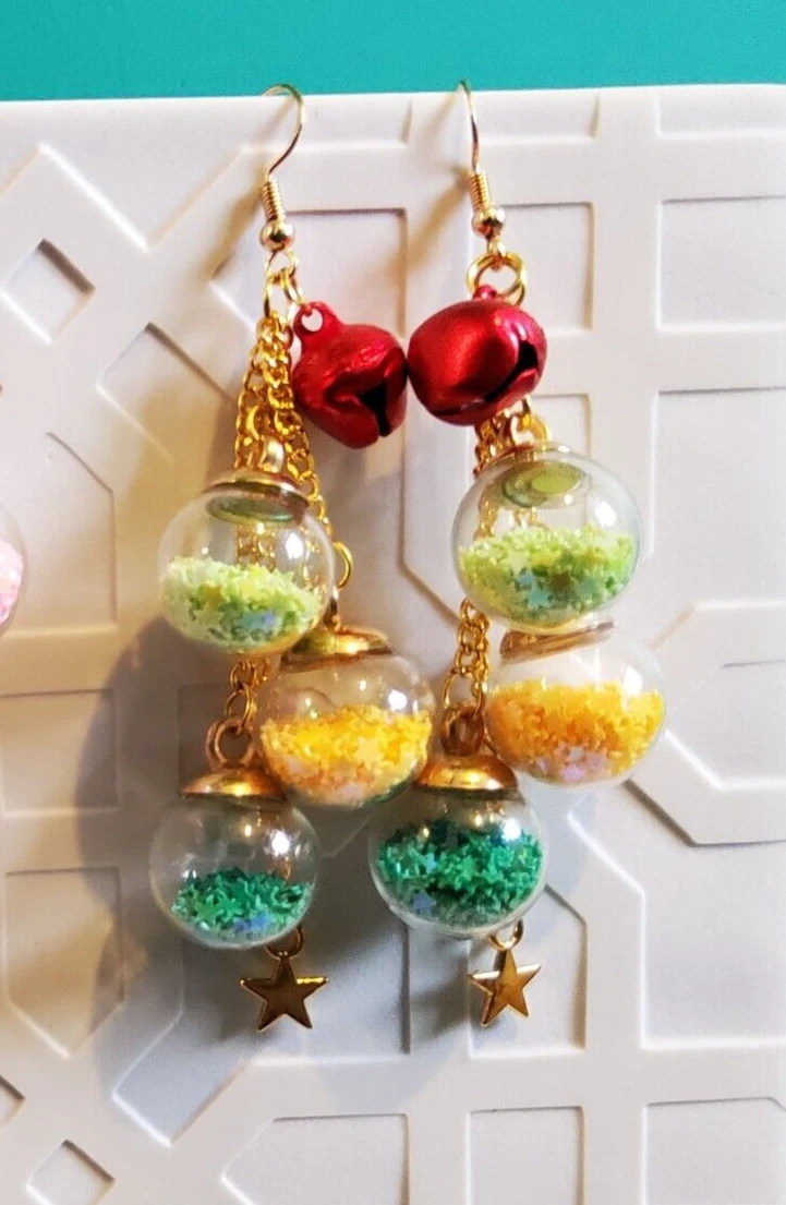 Handmade Christmas Bauble Earrings Festive Jewellery Christmas Gift xmas