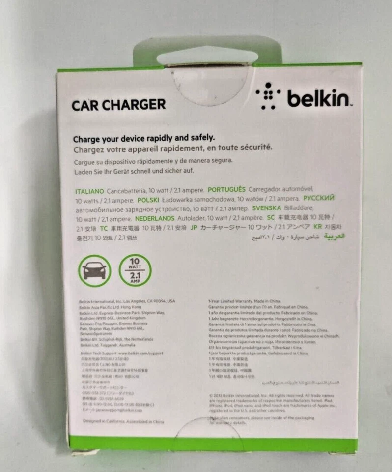 Belkin MFi Certified 10 watt 2.1 Amp iPhone Car Charger - Image 3 of 3