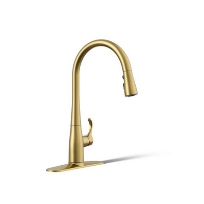 KOHLER Simplice Pull-Down Sprayer Kitchen Faucet-Moderne Brass 596-2MB