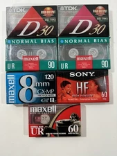 LOT OF 7 HIGH OUTPUT BLANK AUDIO CASSETTE TAPES TDK SONY MAXELL VARIOUS MODELS