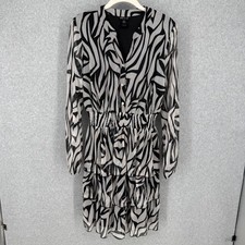 Kate and Lily Layered Long Sleeve Dress Size 12 Black White Zebra Animal Print