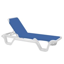 Grosfillex 99404006 Blue/White Marina Sling Chaise Lounge 14 Pack