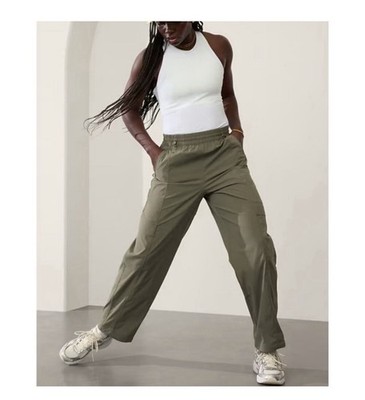 Athleta Pants Womens Cascade Cargo Poplin Cinch Ankle Moss Green Size XXS