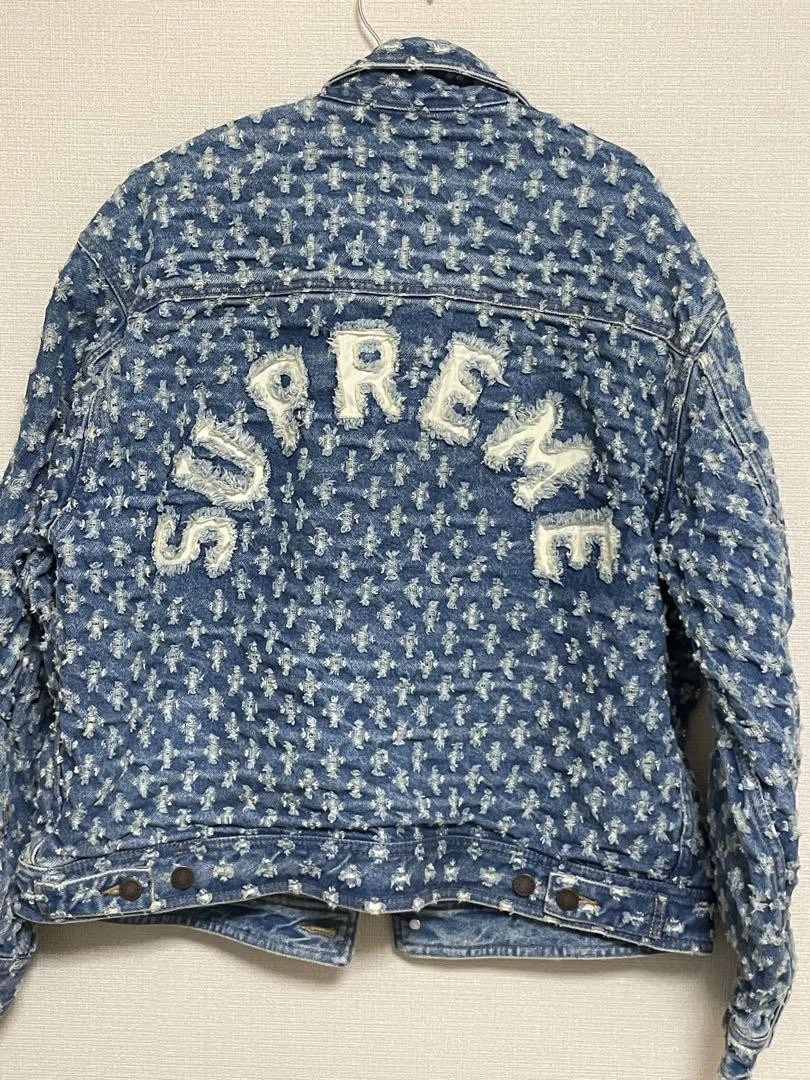 Veste camionneur en denim perforé Supreme Hole 20SS NEUVE AVEC ÉTIQUETTE unisexe décontracté bleu
