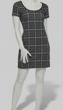 Calvin Klein Women's Gray Plaid Contrast Scoop Neck Short Sleeve Dress Size 6