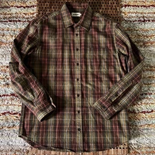Huckberry Taylor Stitch Fall Plaid Button Down Work Shirt Brown Men's Large 42