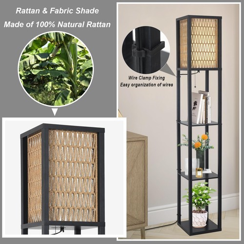 Floor Lamp with Shelves, Corner Floor Lamps for Living Room, Boho Floor Lamp ... - Picture 6 of 9
