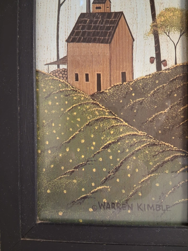 Conjunto de 3 estampas emolduradas Warren Kimble Four Seasons arte popular americana - Imagem 4 de 4