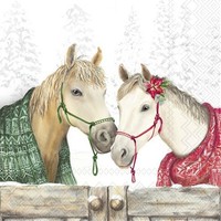 IHR 12 Servietten Winter Horses | Red | 33 X 33 Cm | Tissue - 3 Lagig