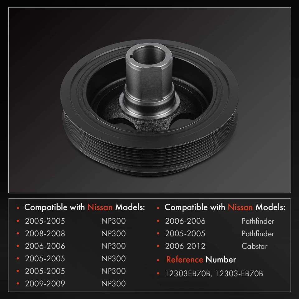 Шкив коленчатого вала для Nissan NP300 Navara Pathfinder 12303-EB70B 12303EB70B 2,5 л - Изображение 2 из 4
