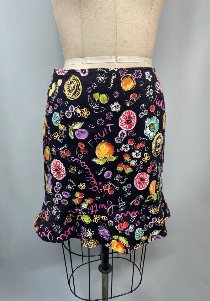 Falda Vintage Y2K MINI TALLA 10 PETITE Corta BRIGGS Tutti Frutal Floral Foto 3 de 4