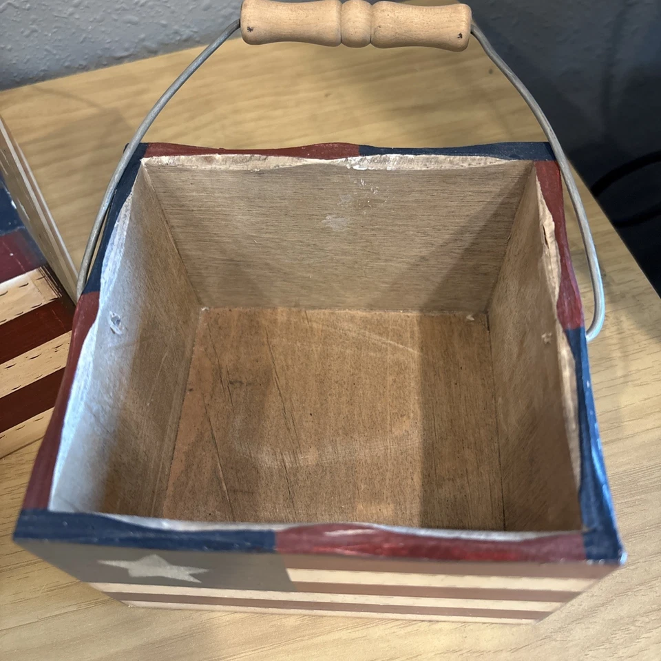 Patriotic American Flag Decor Baskets-  Rustic Storage Home Decor FAST SHIP - Image 2 of 4
