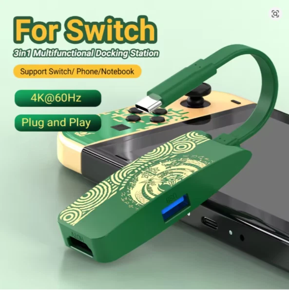 Gopala 3 en 1 4K@60Hz HDMI Switch Dock para TV, Hub USB 2.0, 100W Carga PD Foto 4 de 4