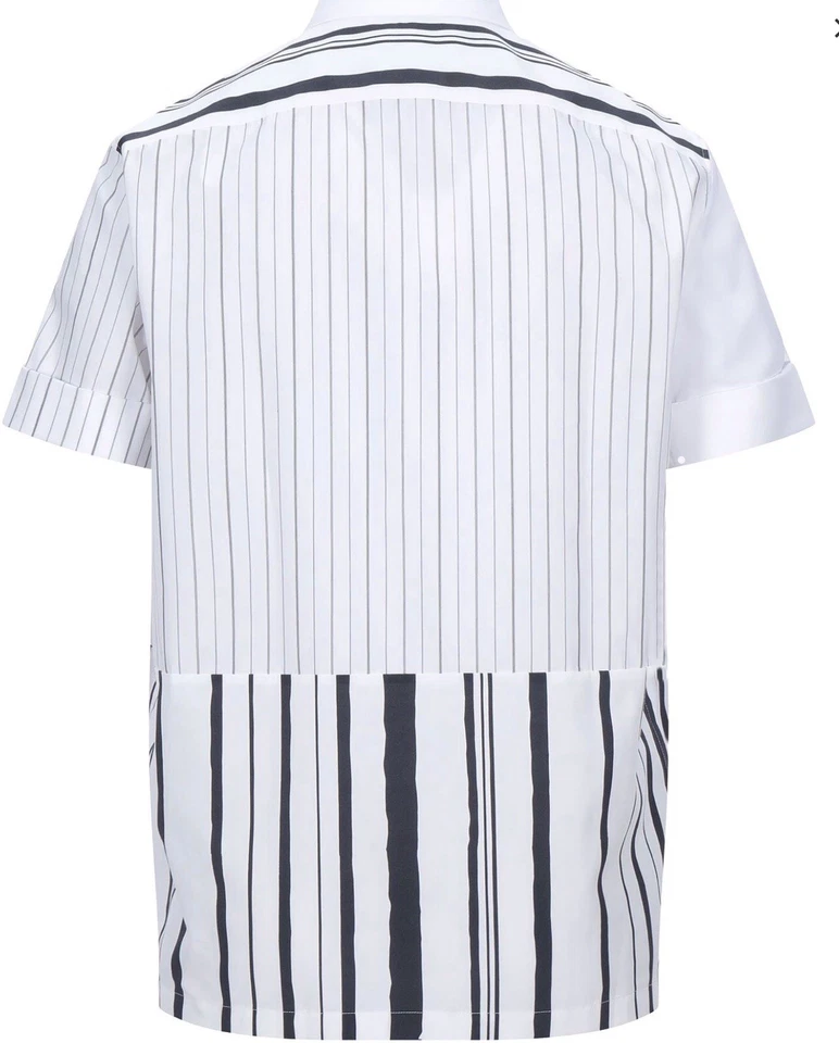 Camisa Neil BARRETT Para Hombres Talla S/Manga Corta Abotonada Lápiz Rayas Negra/Blanca Foto 2 de 4