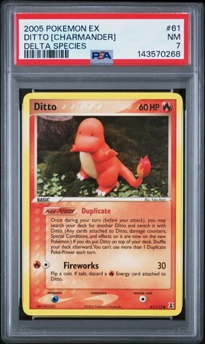 2005 POKEMON EX DELTA SPECIES #61 DITTO [CHARMANDER] PSA 7