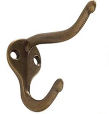 Hillman Coat/Hat Hook 852890 Antique Brass Clothes/Closet/Towel/Bathroom 2PC