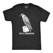 Mens Well This Is Hawkward T Shirt Funny Hawk Bird Awkward Tee