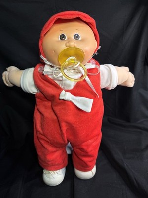 vintage Cabbage Patch Kids Doll Red Outfit Pacifier Brown Eyes Coleco 1982
